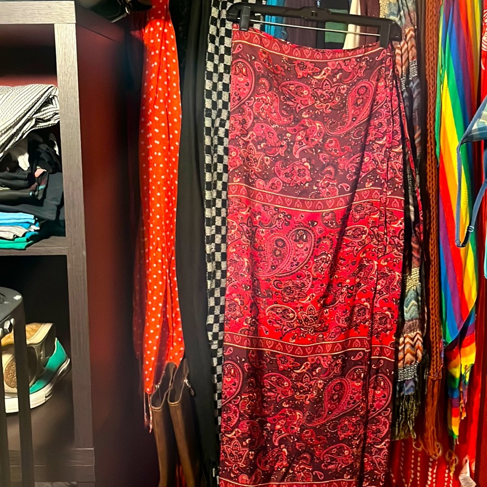 Vintage Express long Paisley wrap skirt.
